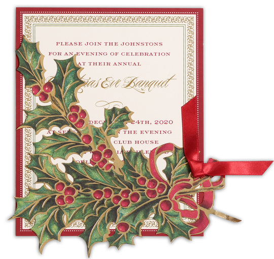 Christmas Holly Die-cut Invitations